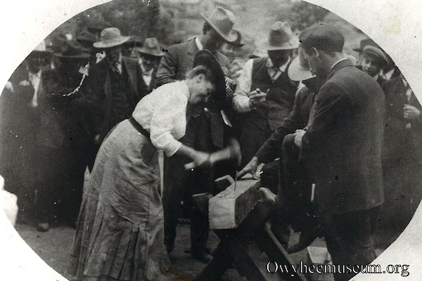 Eva Adams Nail Driving Contest DeLemar July 4, 1907